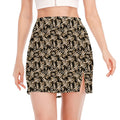 Dark Western Floral Pattern Print Side Slit Mini Skirt