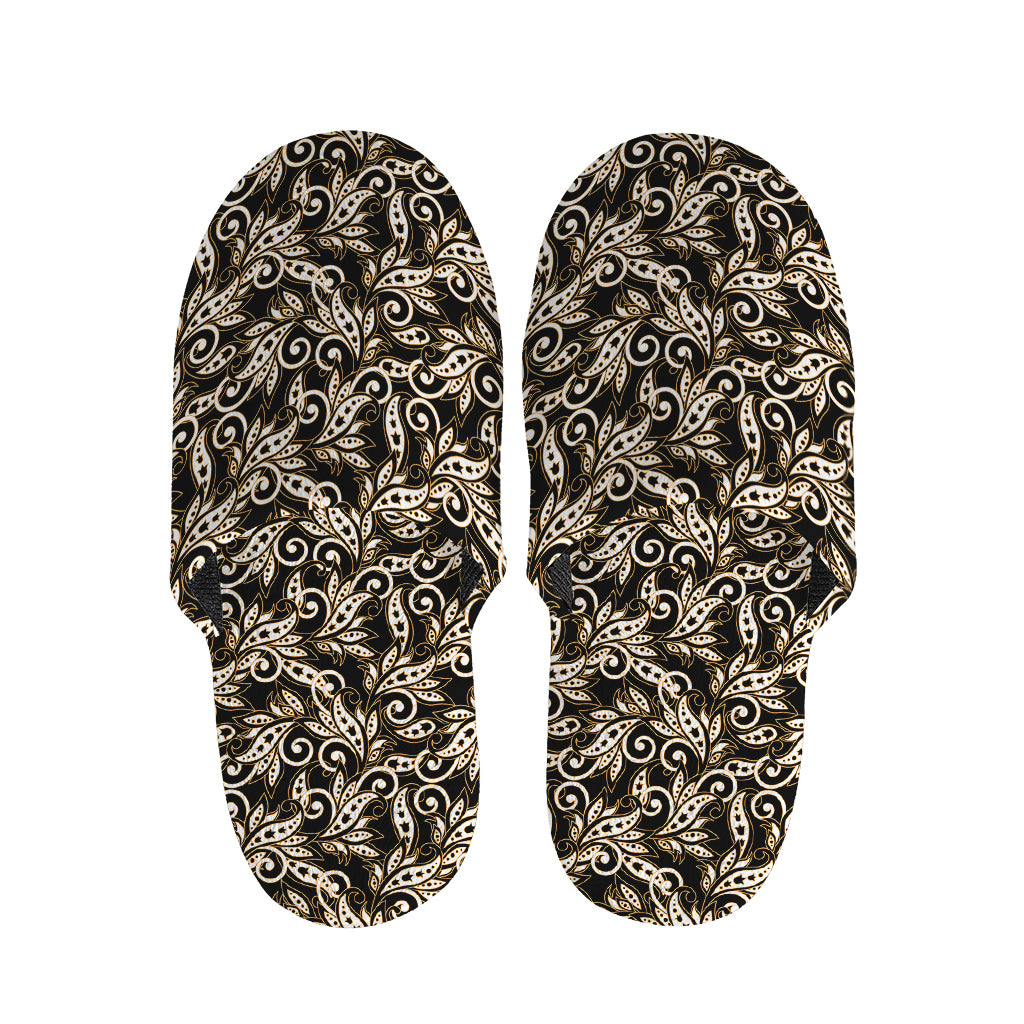 Dark Western Floral Pattern Print Slippers