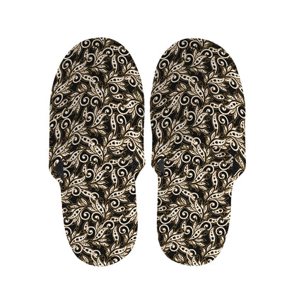 Dark Western Floral Pattern Print Slippers