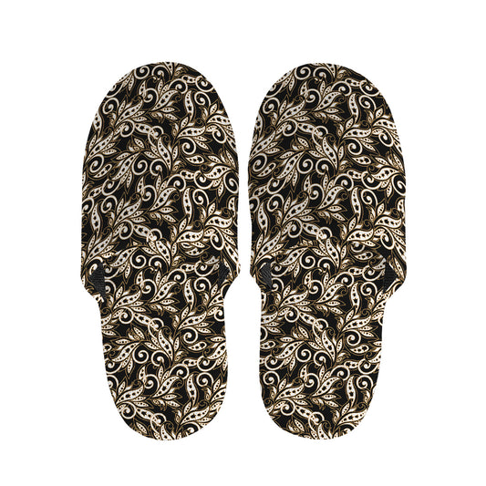 Dark Western Floral Pattern Print Slippers