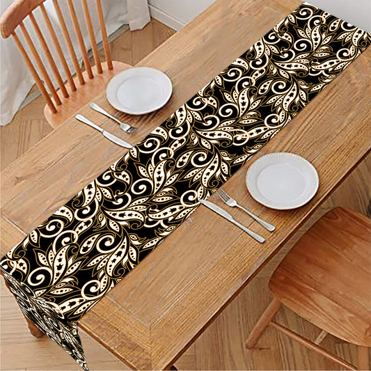 Dark Western Floral Pattern Print Table Runner
