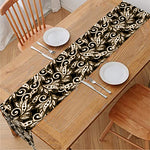 Dark Western Floral Pattern Print Table Runner