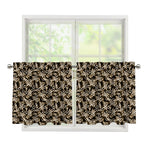 Dark Western Floral Pattern Print Tier Curtains