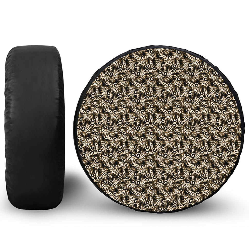 Dark Western Floral Pattern Print Tire Cover