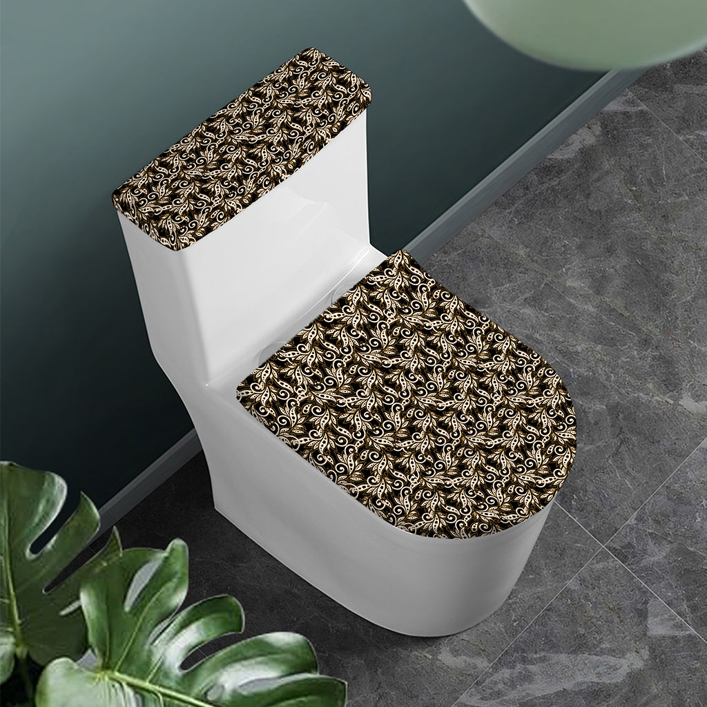 Dark Western Floral Pattern Print Toilet Lid And Tank Cover Set