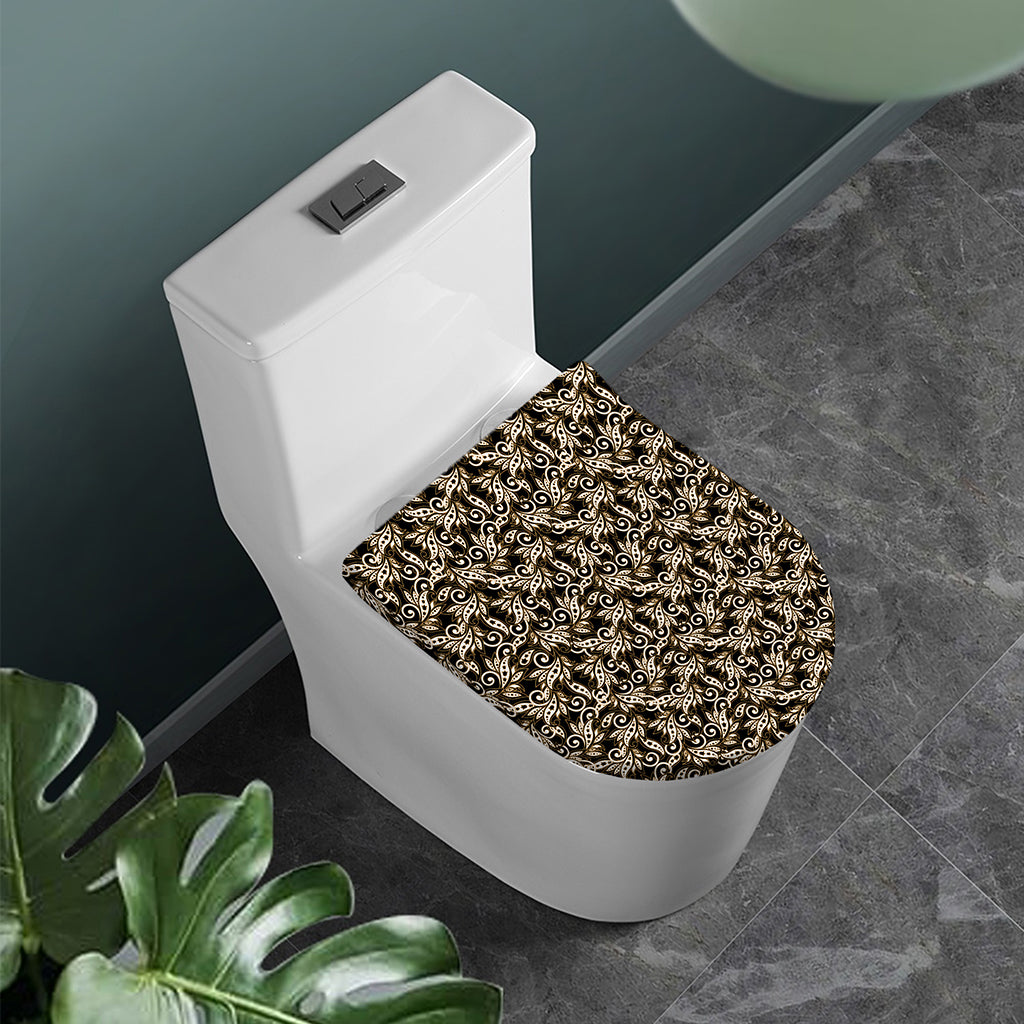 Dark Western Floral Pattern Print Toilet Lid Cover