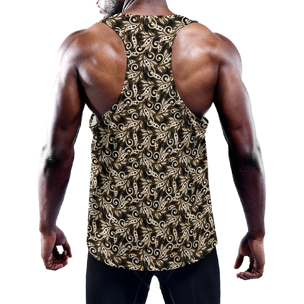 Dark Western Floral Pattern Print Training Tank Top