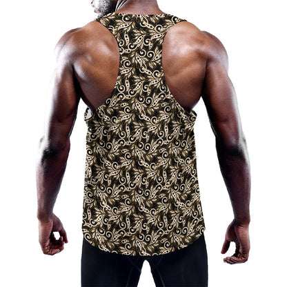 Dark Western Floral Pattern Print Training Tank Top