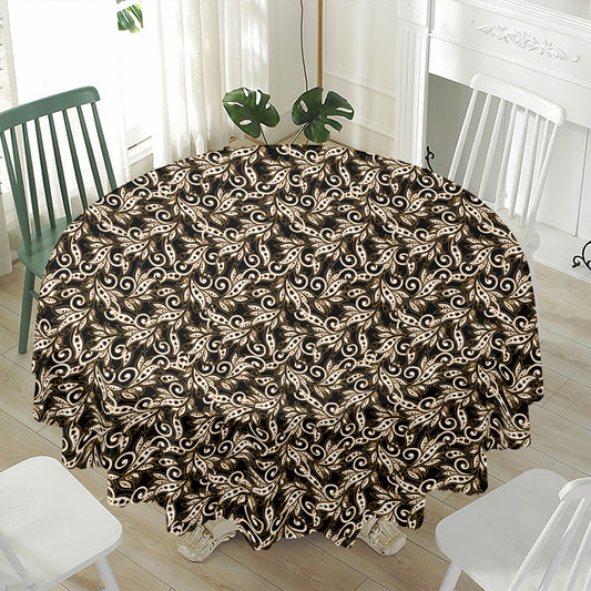 Dark Western Floral Pattern Print Waterproof Round Tablecloth
