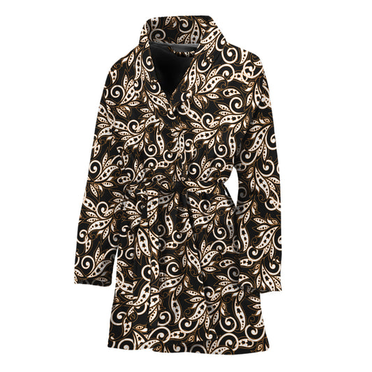 Dark Western Floral Pattern Print Women's Bathrobe