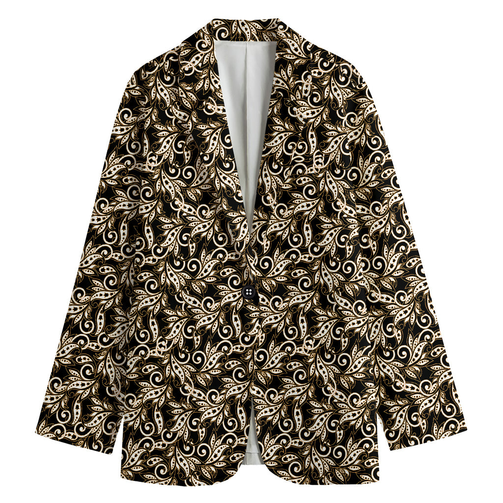 Dark Western Floral Pattern Print Women's Blazer