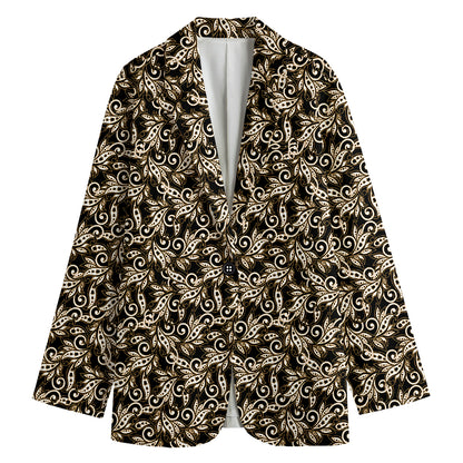Dark Western Floral Pattern Print Women's Blazer