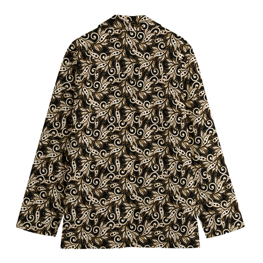 Dark Western Floral Pattern Print Women's Cotton Blazer