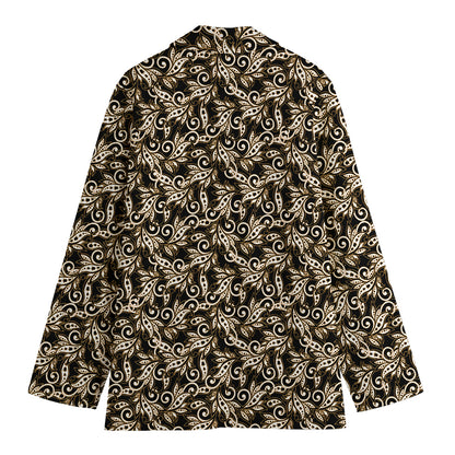 Dark Western Floral Pattern Print Women's Cotton Blazer