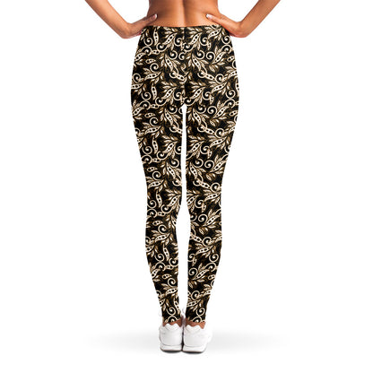Dark Western Floral Pattern Print Women's Leggings