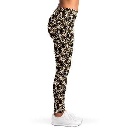 Dark Western Floral Pattern Print Women's Leggings