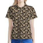 Dark Western Floral Pattern Print Women's Polo Shirt