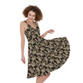 Dark Western Floral Pattern Print Sleeveless Knee Length Dress