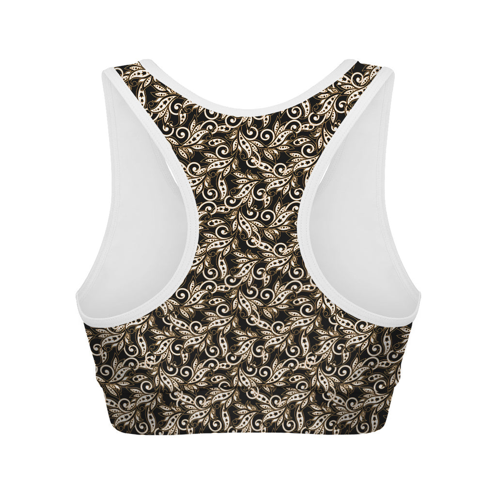 Dark Western Floral Pattern Print Women's Sports Bra