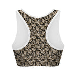 Dark Western Floral Pattern Print Women's Sports Bra