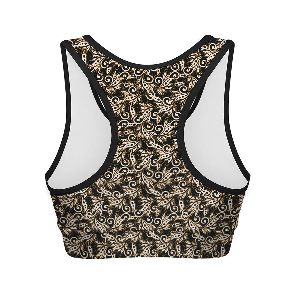 Dark Western Floral Pattern Print Women's Sports Bra