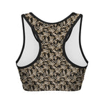 Dark Western Floral Pattern Print Women's Sports Bra