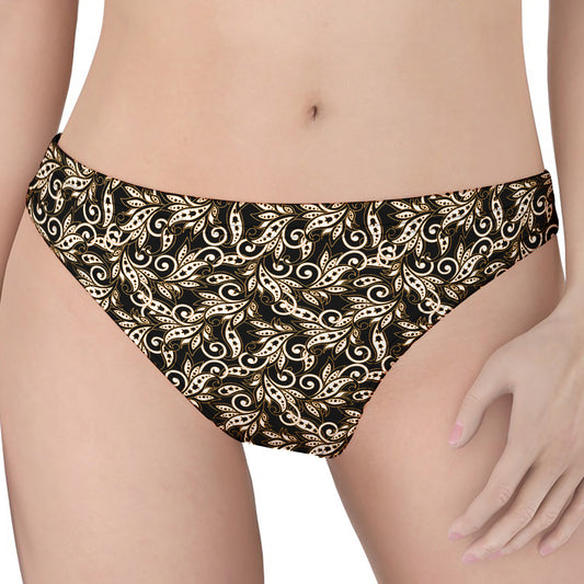 Dark Western Floral Pattern Print Women's Thong