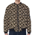 Dark Western Floral Pattern Print Zip Sleeve Bomber Jacket