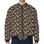 Dark Western Floral Pattern Print Zip Sleeve Bomber Jacket