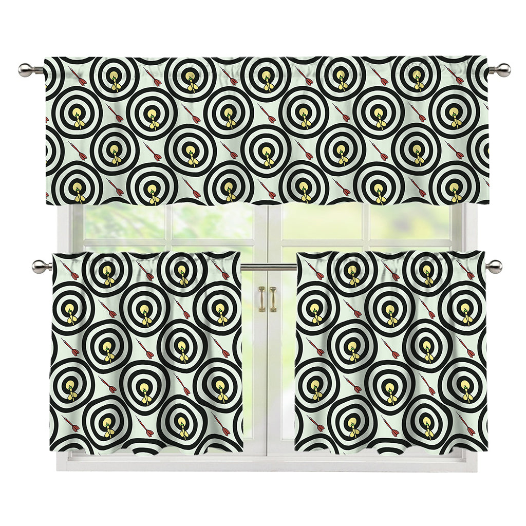 Dartboard Cartoon Pattern Print 3 Piece Kitchen Curtains