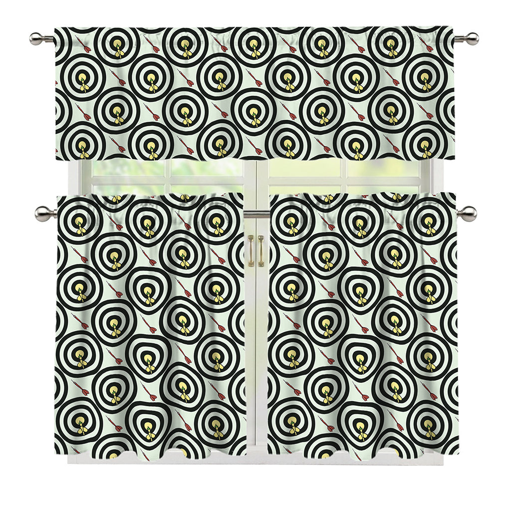 Dartboard Cartoon Pattern Print 3 Piece Kitchen Curtains