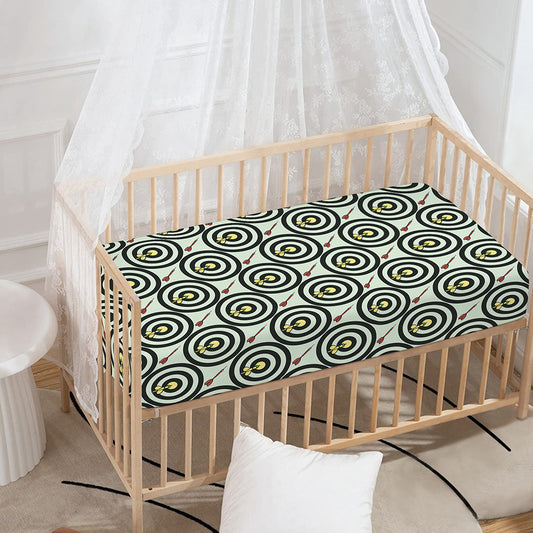 Dartboard Cartoon Pattern Print Baby Crib Sheet