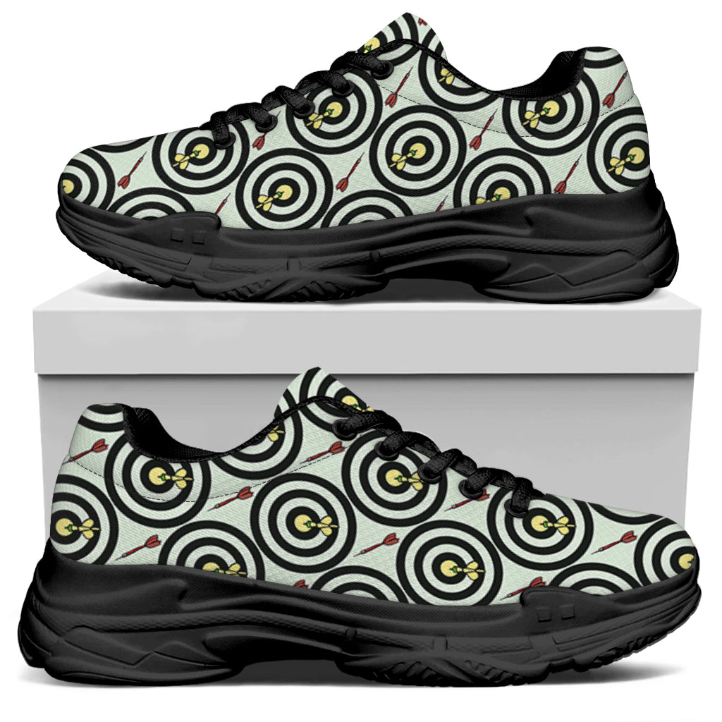 Dartboard Cartoon Pattern Print Black Chunky Shoes