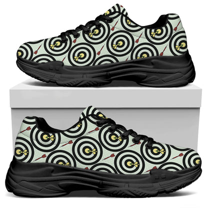 Dartboard Cartoon Pattern Print Black Chunky Shoes