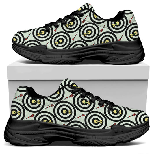 Dartboard Cartoon Pattern Print Black Chunky Shoes