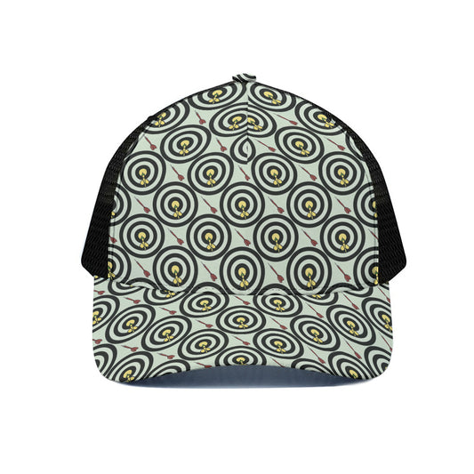 Dartboard Cartoon Pattern Print Black Mesh Trucker Cap