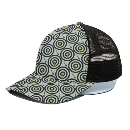 Dartboard Cartoon Pattern Print Black Mesh Trucker Cap