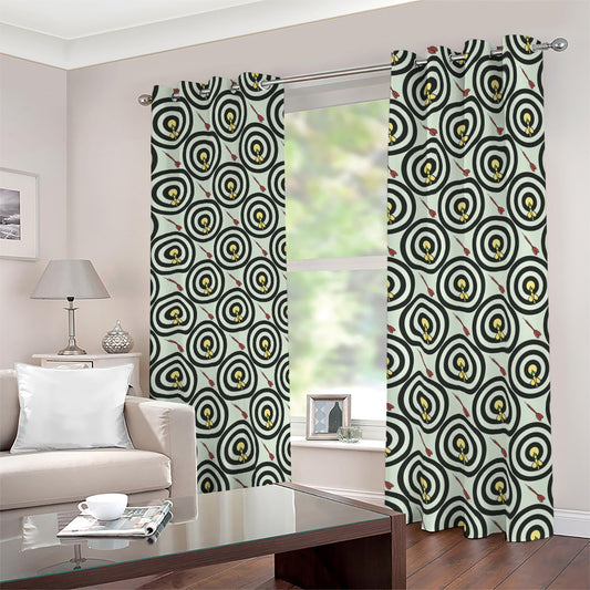 Dartboard Cartoon Pattern Print Blackout Grommet Curtains