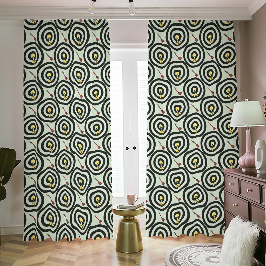 Dartboard Cartoon Pattern Print Blackout Pencil Pleat Curtains