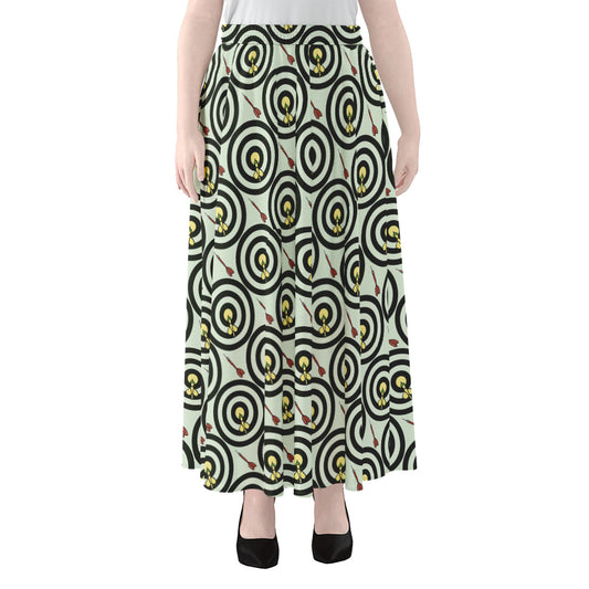 Dartboard Cartoon Pattern Print Chiffon Maxi Skirt