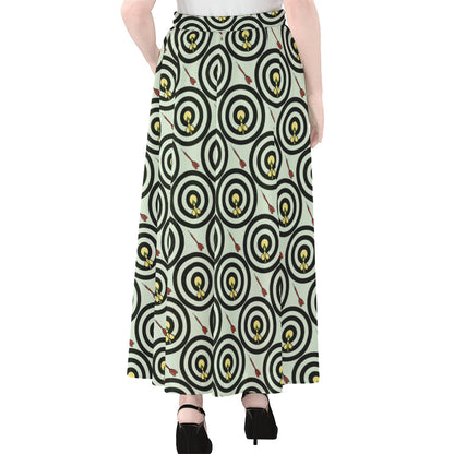 Dartboard Cartoon Pattern Print Chiffon Maxi Skirt