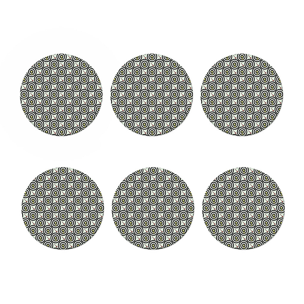 Dartboard Cartoon Pattern Print Coaster Set