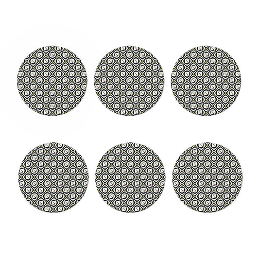 Dartboard Cartoon Pattern Print Coaster Set