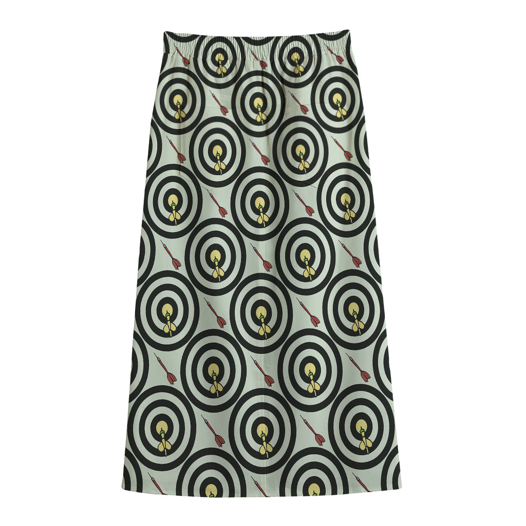 Dartboard Cartoon Pattern Print Cotton Front Slit Maxi Skirt