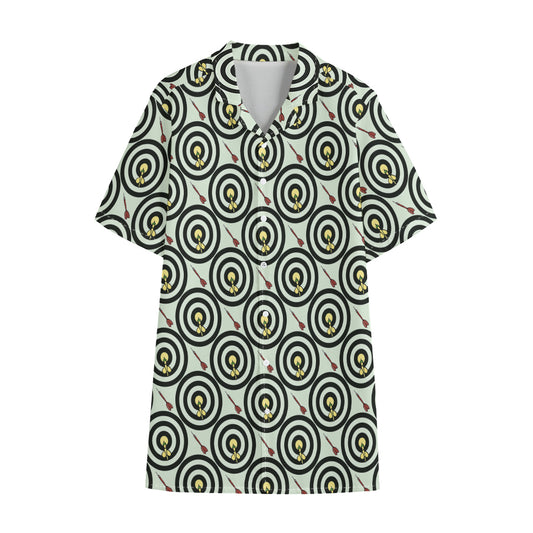 Dartboard Cartoon Pattern Print Cotton Hawaiian Shirt