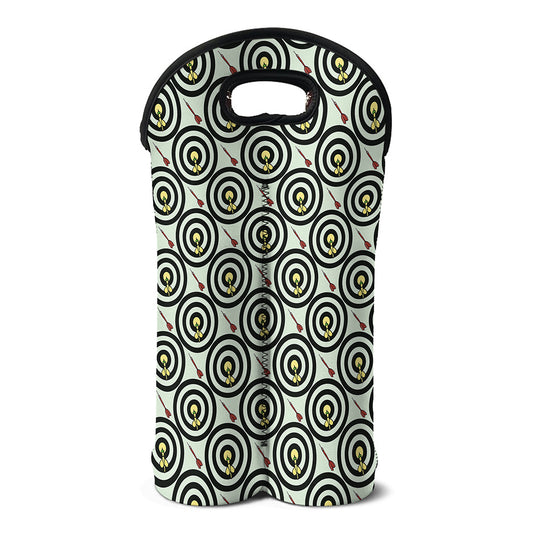 Dartboard Cartoon Pattern Print Double Neoprene Wine Tote