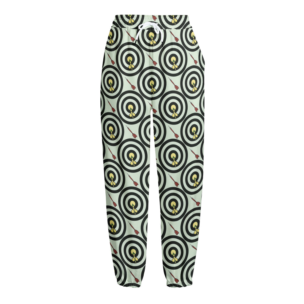 Dartboard Cartoon Pattern Print Fleece Lined Knit Pants