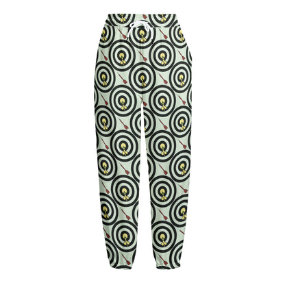 Dartboard Cartoon Pattern Print Fleece Lined Knit Pants