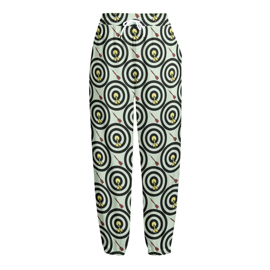 Dartboard Cartoon Pattern Print Fleece Lined Knit Pants