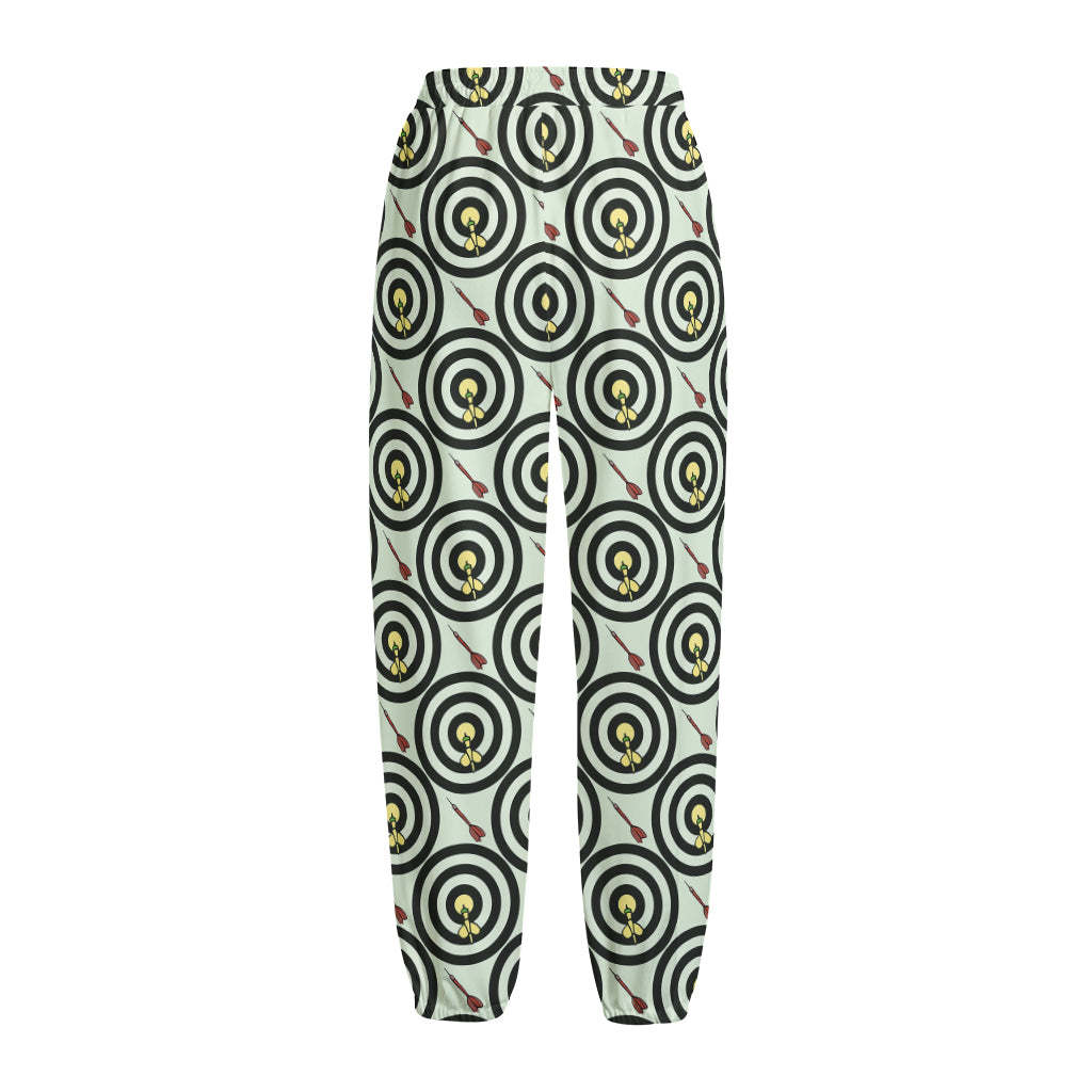 Dartboard Cartoon Pattern Print Fleece Lined Knit Pants